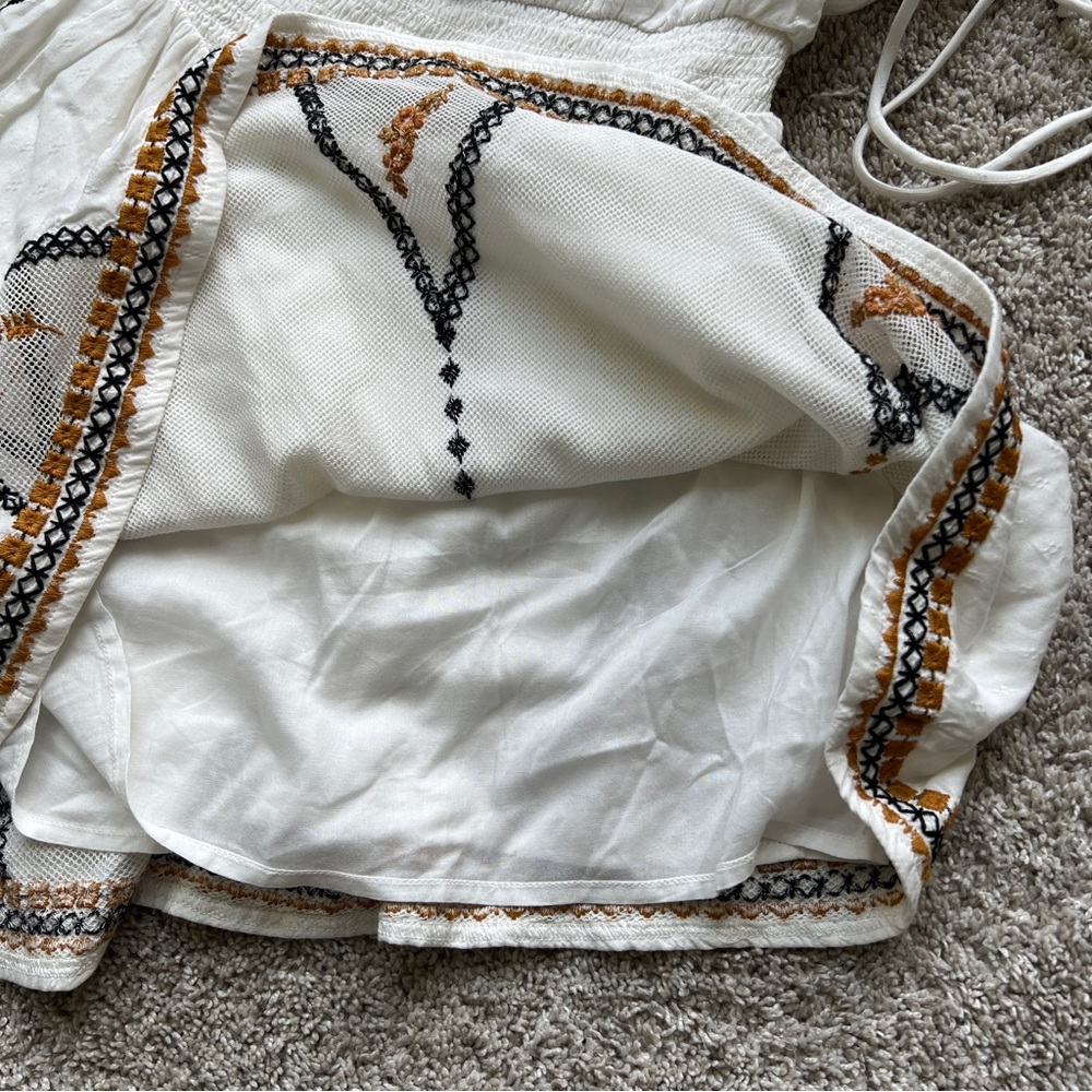 Free People White Embroidered Floral Romper - Picture 6 of 10